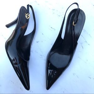 Gucci black sling back heels